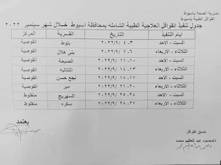 محافظة أسيوط: تنظيم قوافل طبية مجانية بقرى مركزي القوصية ومنفلوط خلال شهر سبتمبر الجاري