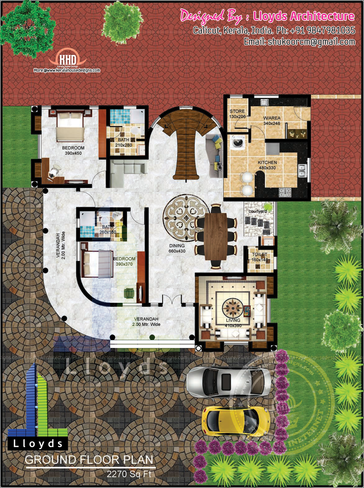 5 Bedroom Luxurious Bungalow floor plan and 3D View ~ Indian House ...