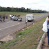 Viatura de funerária de São Miguel capota na BR 429 em Seringueiras