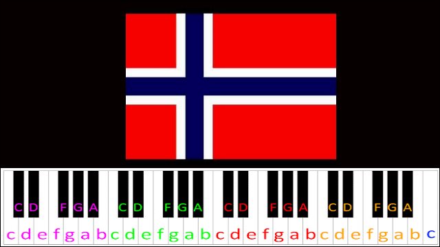 Norwegian National Anthem (Ja Vi Elsker Dette Landet) Piano / Keyboard Easy Letter Notes for Beginners
