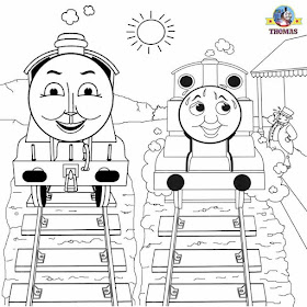 Thomas and Gordon the tank engine train pictures to color in childrens free art printable worksheets