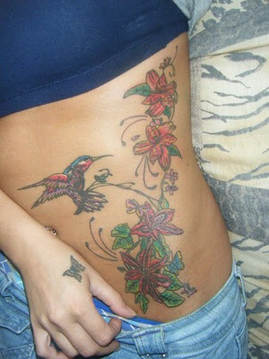 flower and bird tattoo design