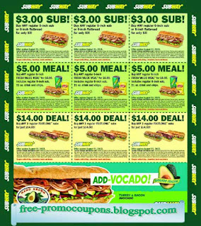 Free Printable Subway Coupons