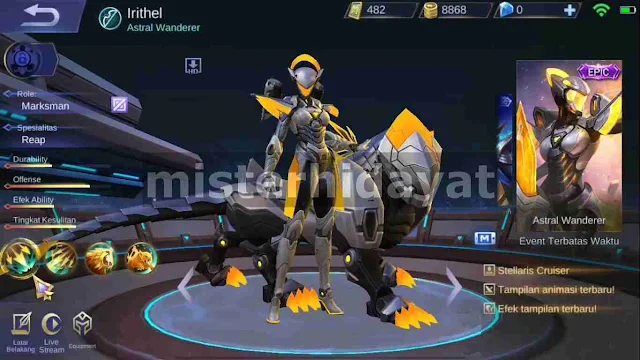 Skin Epic Irithel Astral Wanderer MLBB Gratis Work 100% Ranked Classic