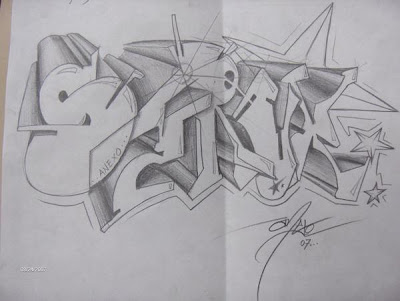 3d graffiti sketches. Graffiti Sketches on Peper