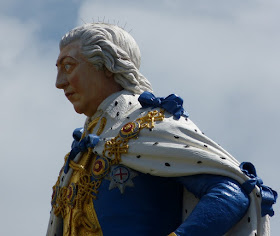 Close up view of the head of the Coade stone  statue of George III, Weymouth seafront © A Knowles