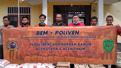 *Kampus (Poliven) Dan Badan Eksekutif Mahasiswa, Serahkan Bantuan Kepada Korban Banjir Di Aceh Timur*