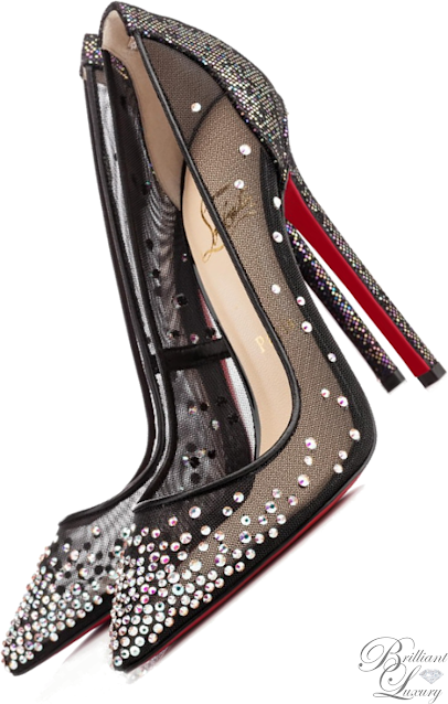 ♦Christian Louboutin black Body strass pumps #christianlouboutin #shoes #strass #brilliantluxury