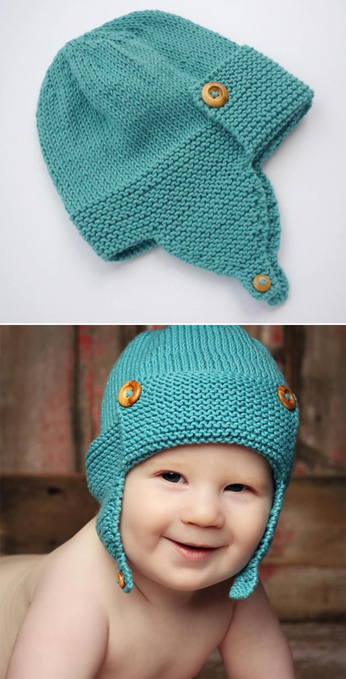 Wright Flyer Baby Aviator Hat - Knitting Pattern 