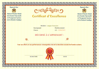 Certificat d'excellence Maroc