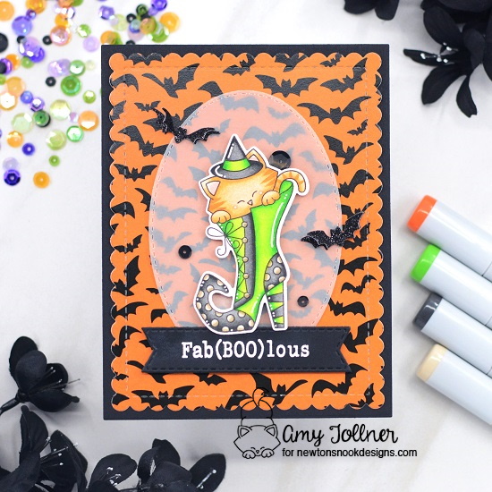 Witchy Newton Stamp and Die Set, Spooky Roundabout Stamp Set, Halloween Trio Die Set, Oval Frames Die Set, Banner Trio Die Set, Frames and Flags Die Set, Halloween Woofs Paper Pad by Newton's Nook Designs #newtonsnookdesigns #newtonsnook #handmade