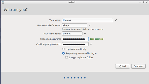Setup user name password and machine name