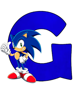 Abecedario Azul con Sonic, con números. Blue Alphabet with Sonic, with Nummbers.