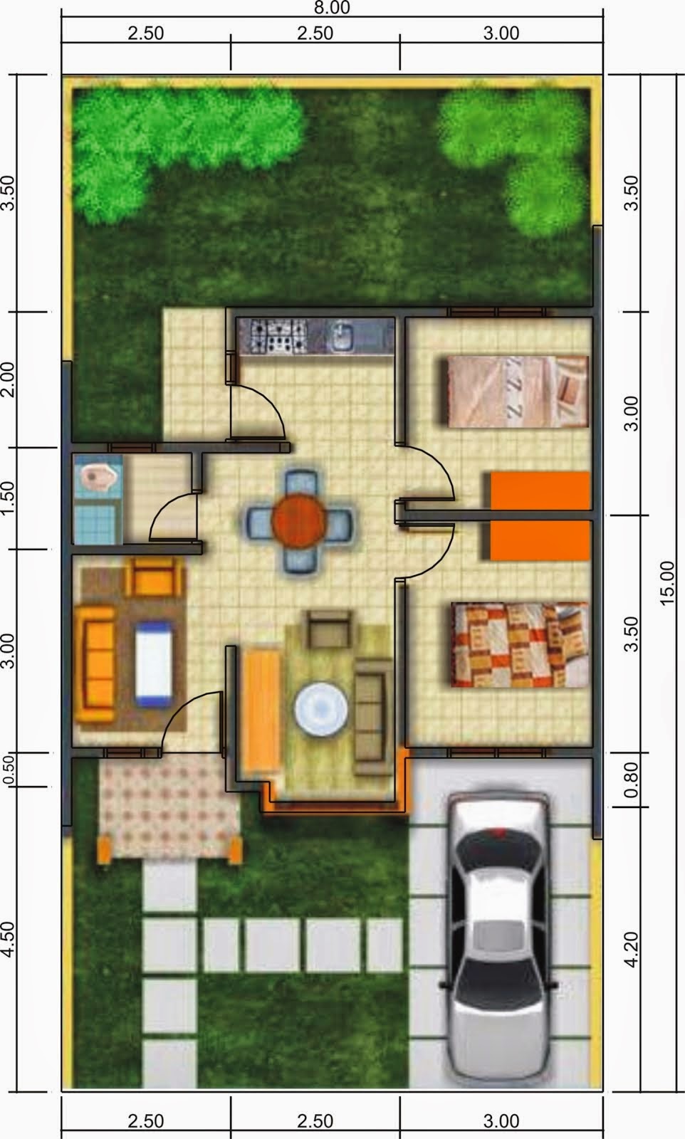 Gambar Denah Rumah  Minimalis Modern 1 Lantai  Terbaru 2021 