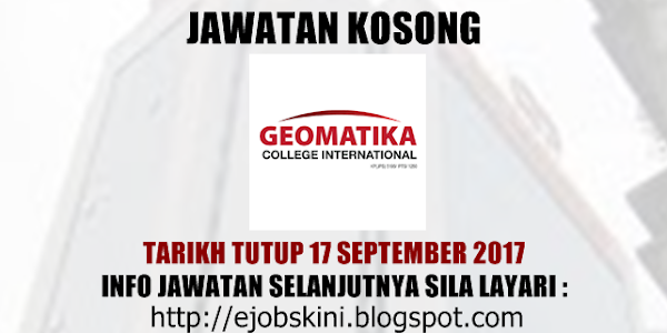 Jawatan Kosong Geomatika College International - 17 September 2017