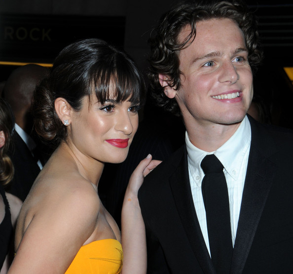 jonathan groff lea michele spring. Lea Michele dons Zac Posen for