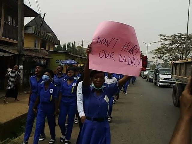 ‘Don’t Hurt Our Daddy’ - Rochas Foundation Students Protest Against Gov. Hope
