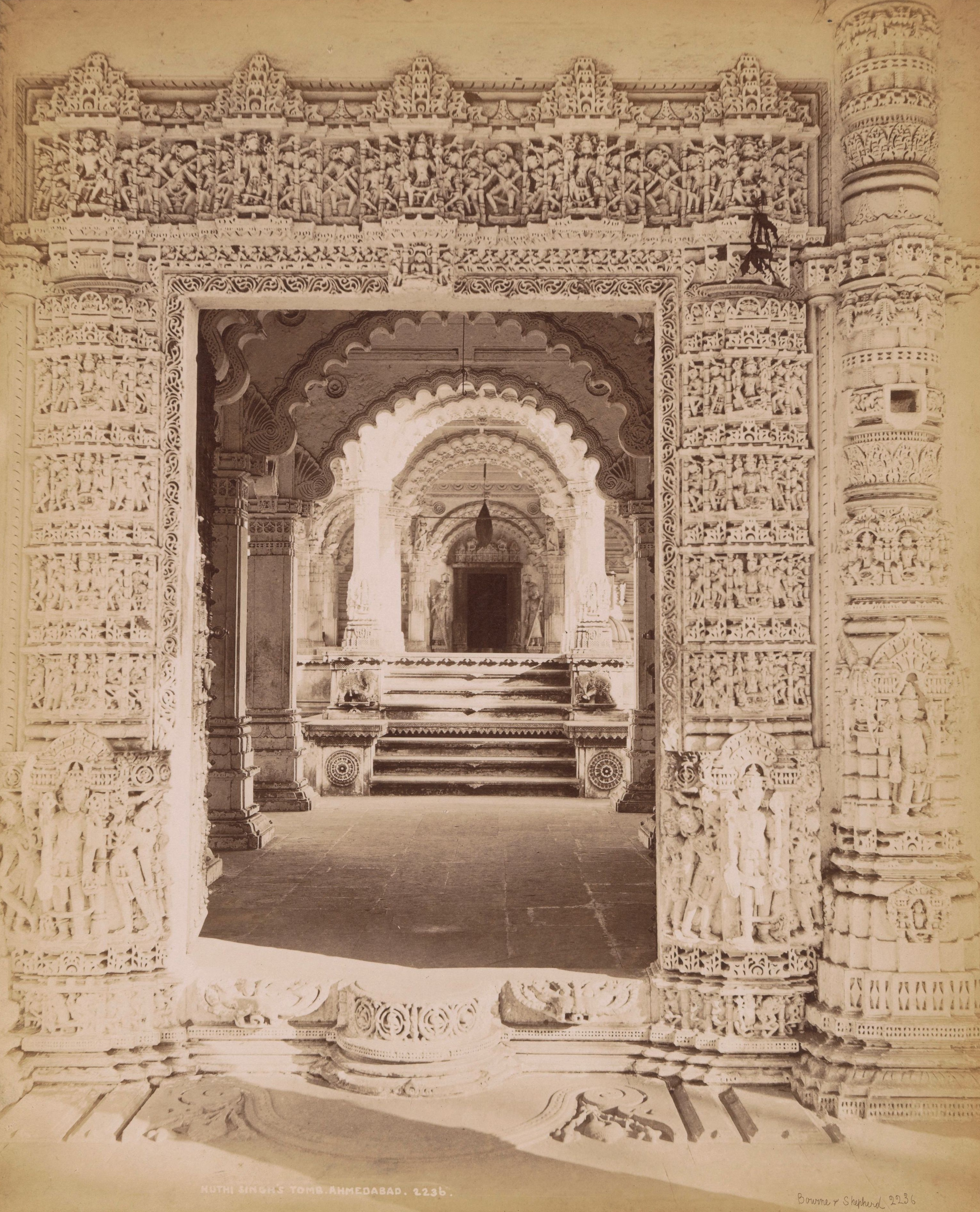 Entrance to Hutheesing Jain Temple, Ahmedabad, Gujarat, India | Rare & Old Vintage Photos (1872)