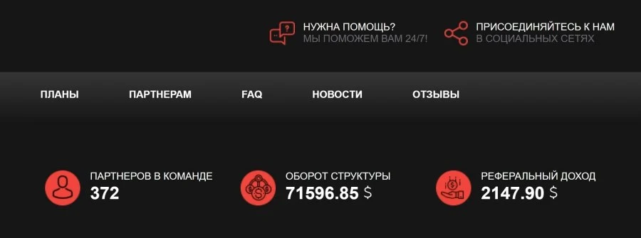 Оборот партнерской  структуры в Bitproof