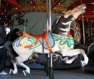 White Carousel Horses