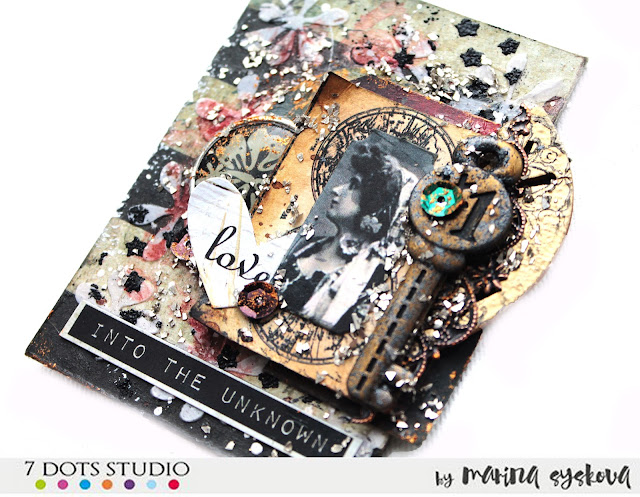 @marinasyskova #scrapbooking #atc #artisttradingcard #7dotsstudio #mixedmedia