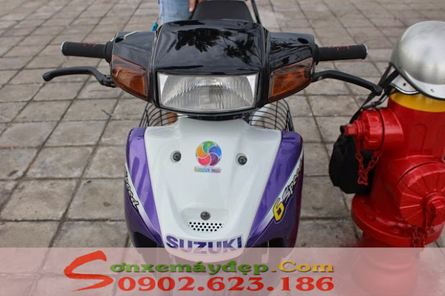 Sơn xe Satria Xipo màu trắng tím đen