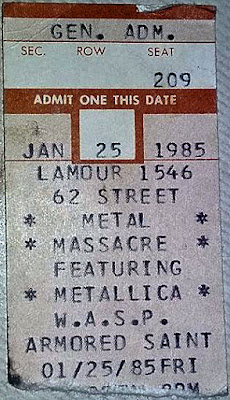 Here's a ticket stub from the January 25th Metallica/WASP show