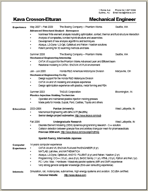 Australian Resume Format resume format for australia