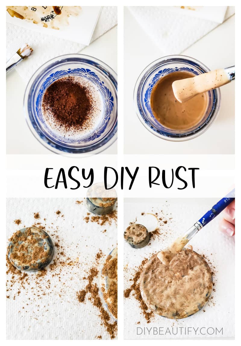 easy DIY rust with instant coffee, cinnamon, Mod Podge