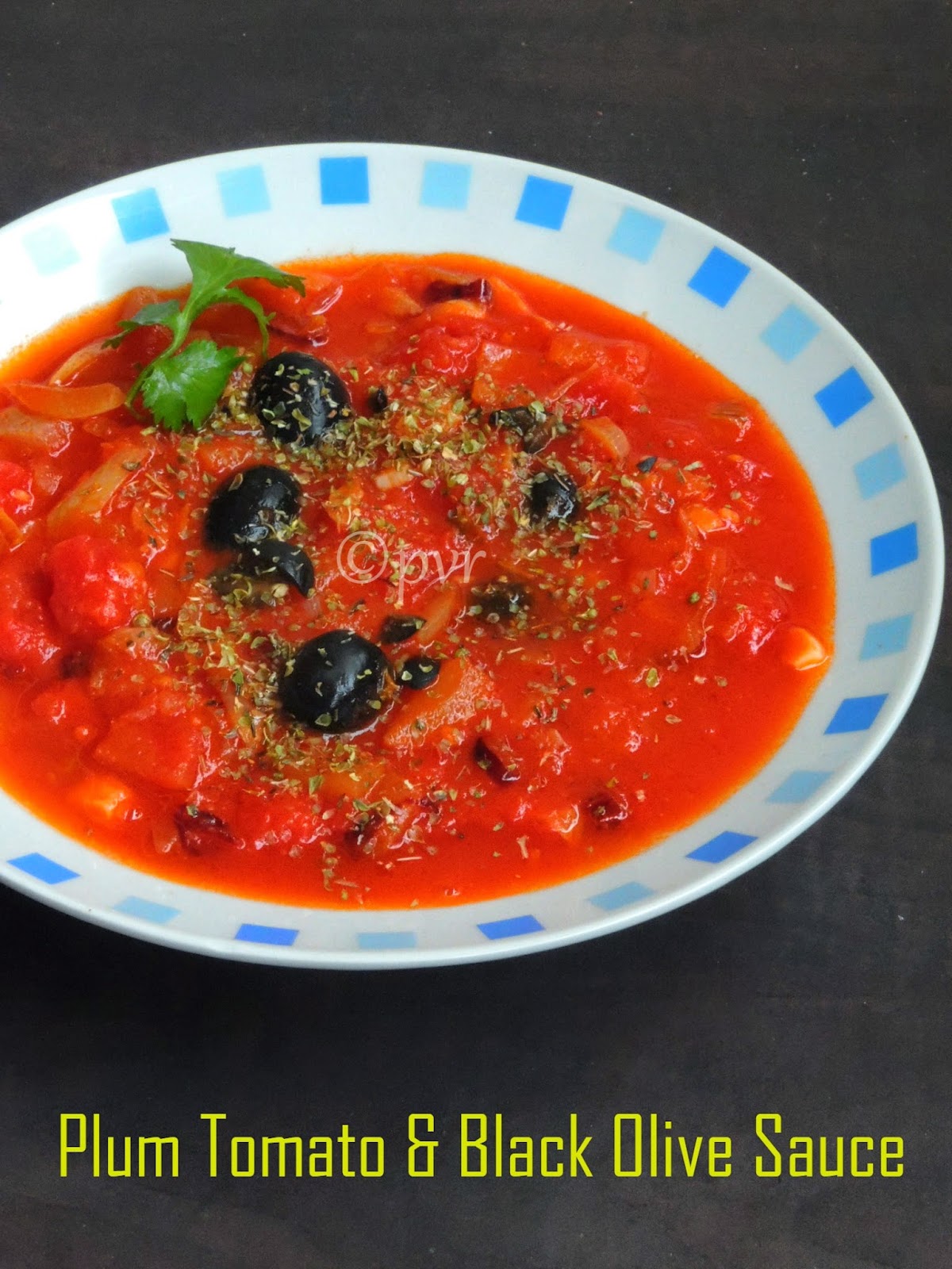Plum tomato and black olive sauce