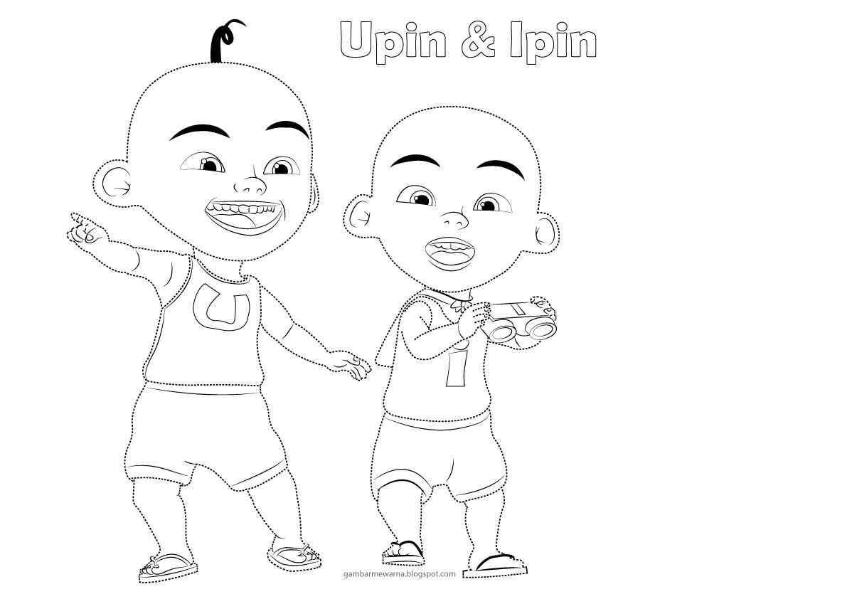 Sambung titik dan warna gambar Upin dan Ipin - Gambar 