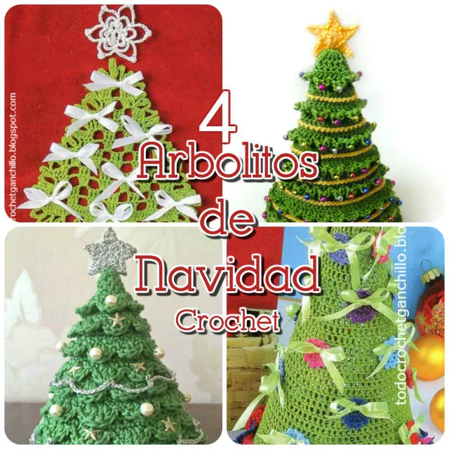 Arbolitos de navidad tejidos al crochet paso a paso patrones