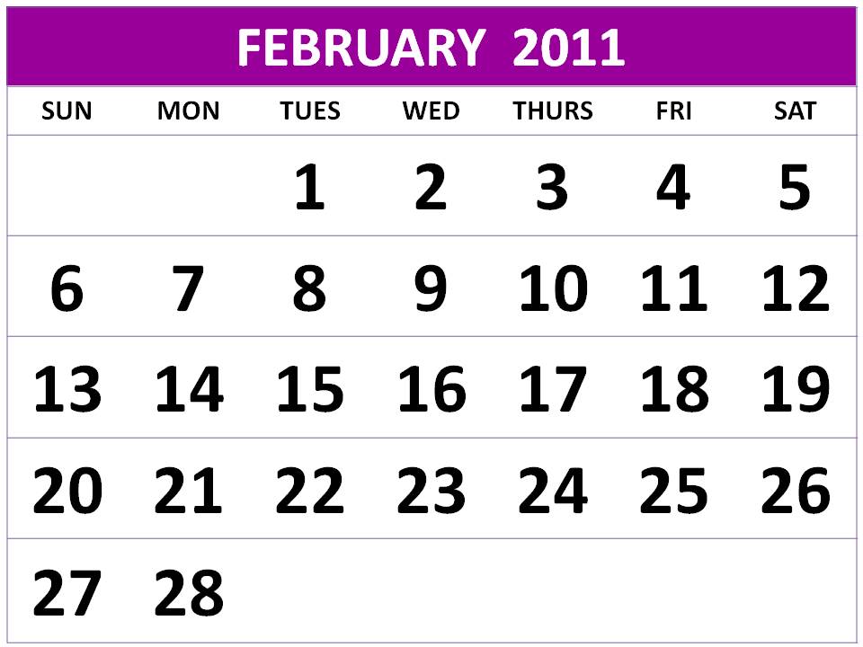 2011 Calendar February Printable. in America with. Preview