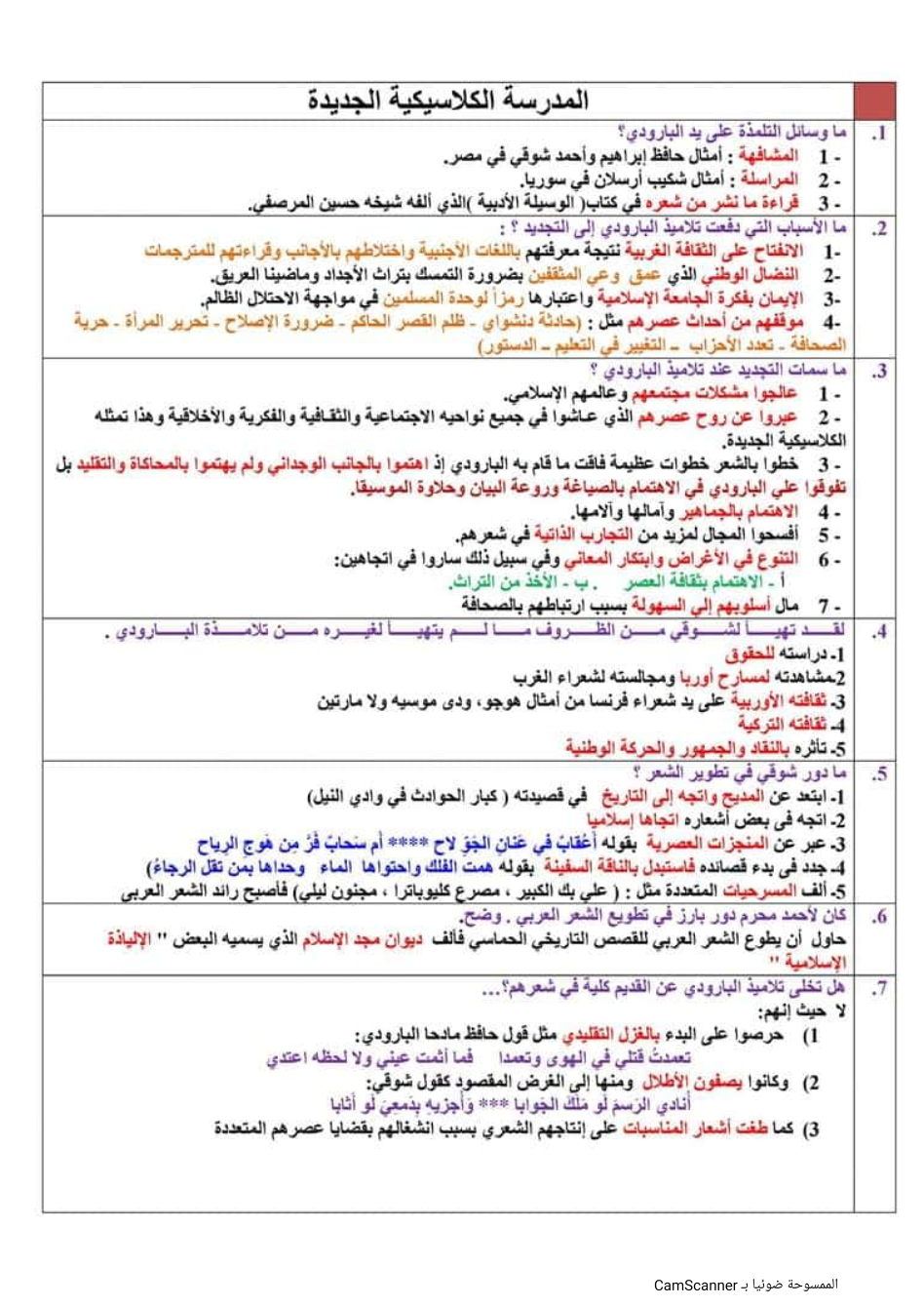 أقوي مذكرة في الأدب للصف الثالث الثانوي شاملة لكل أفكار المنهج