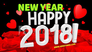 Love greetings for happy new year 2018 red green black combination