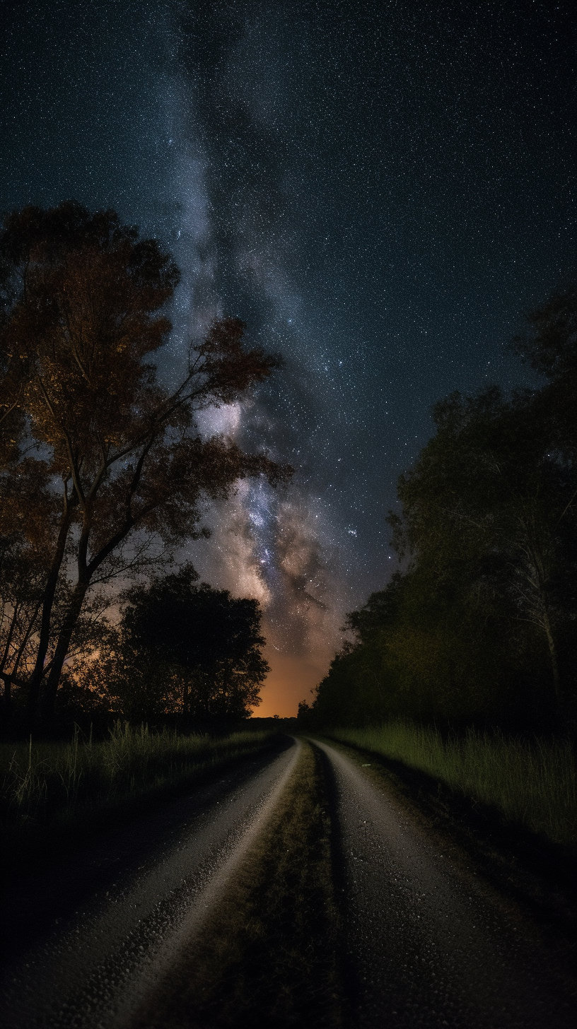 A_country_road_at_night._Trees