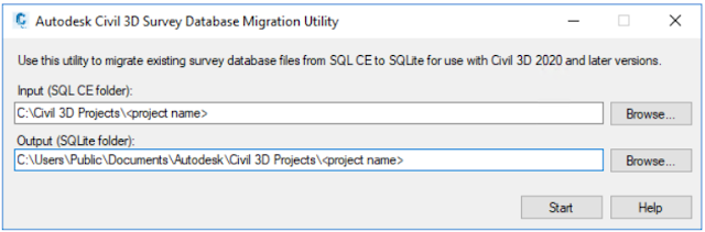 Survey Database Format in Civil 3D 2020 