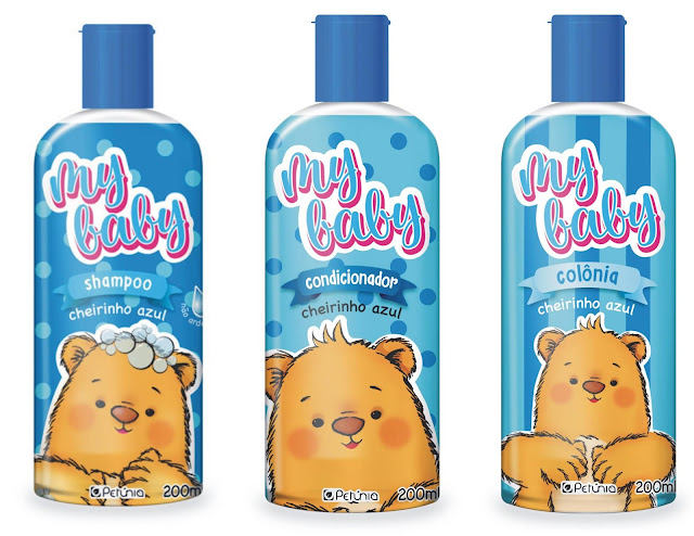  Para cuidar delicadamente da pele e dos cabelos dos bebes e crianças, a My Baby apresenta a linha Cheirinho Azul, composta por colônia, shampoo e condicionador. Com divertidas embalagens de 200 ml, os produtos trazem uma harmoniosa combinação de notas de alfazema mescladas ao jasmim adocicado para o banho e rotina dos pequenos.