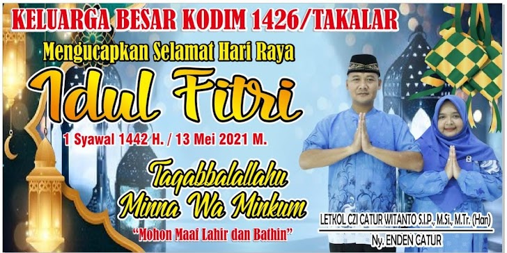 Dandim Takalar Bersama Istri, Ucapkan Selamat Hari Raya Idul Fitri 1442-H