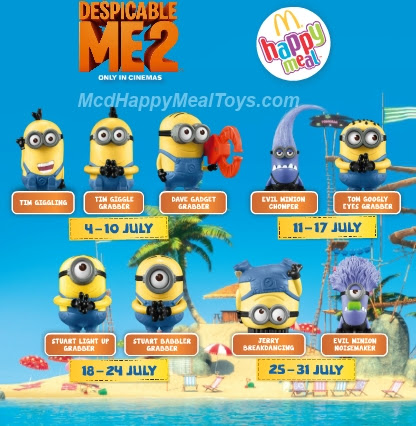 Descpicable me 2 toy happy meal mc donald free Malaysia Minion craze