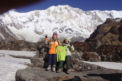 Amelia and Guat Ling at Annapurna base camp