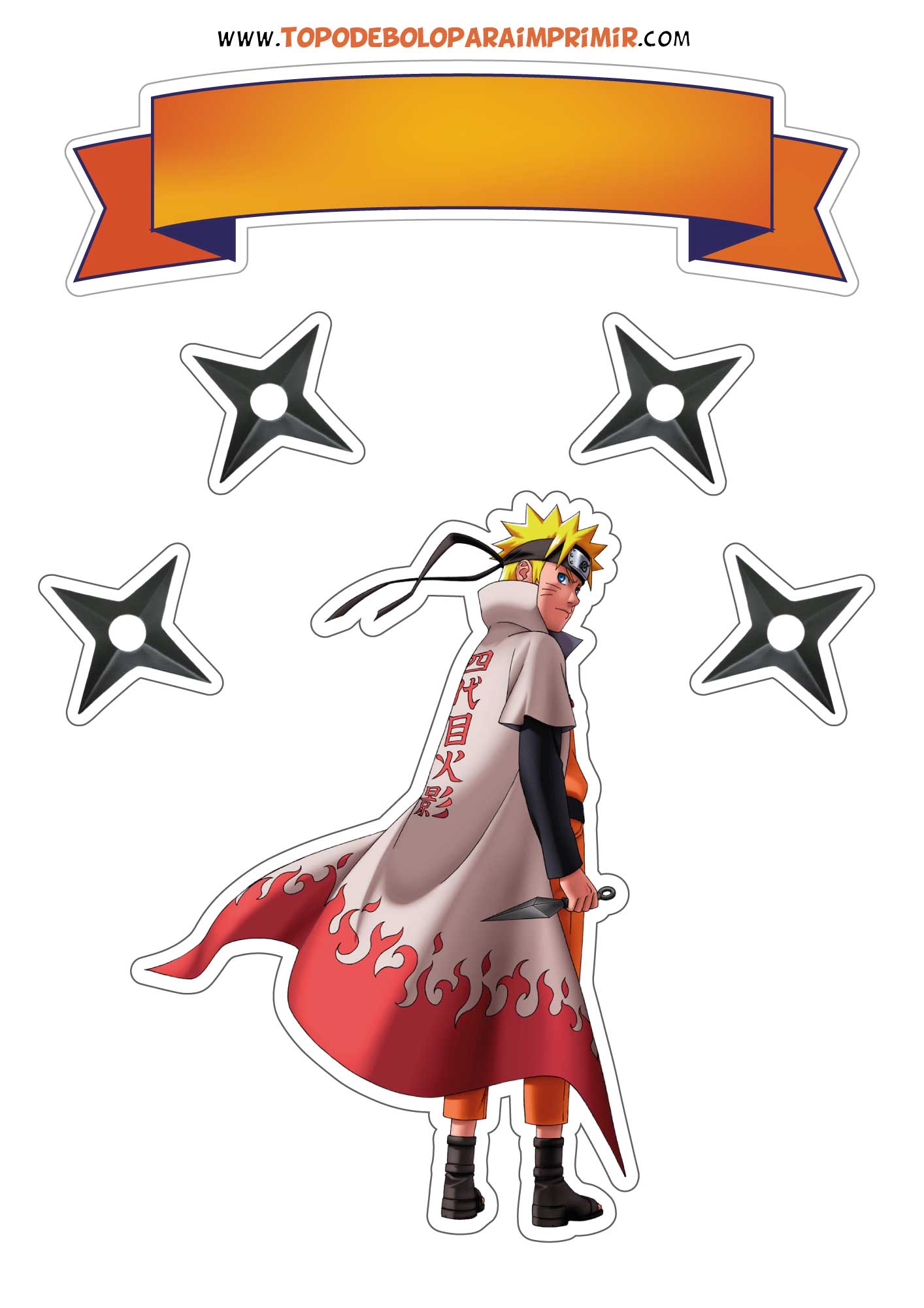 Topo de Bolo Naruto, Personagens. Topper para Bolo