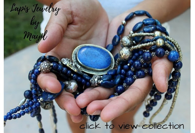 Mayil scarves Lapis Lazuli necklaces