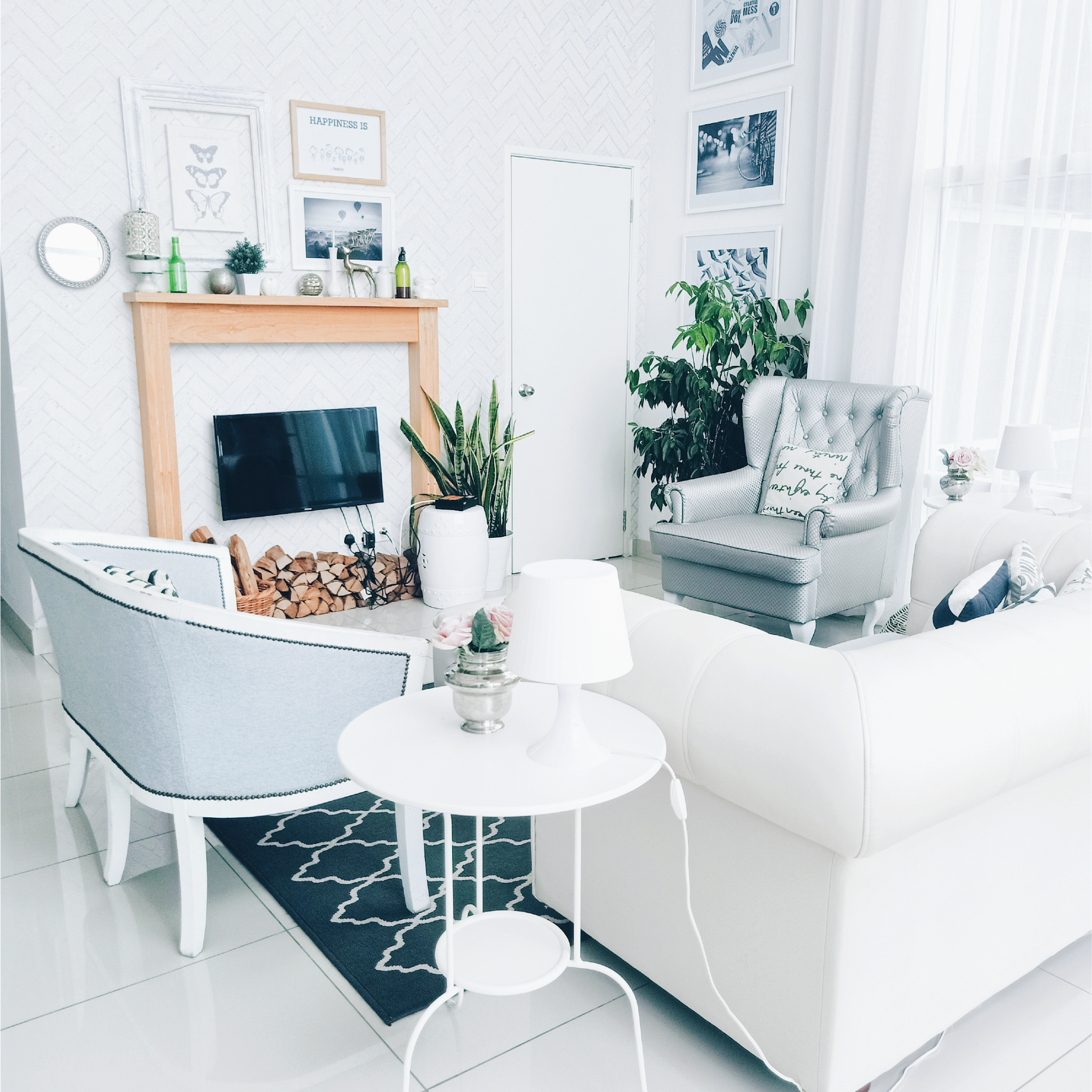 airbnb white interior of living room