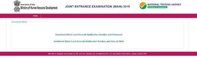 JEE main admit card 2019