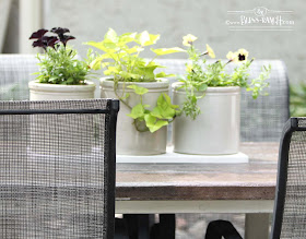 Farm Style cement topped plank table DIY Bliss-Ranch.com