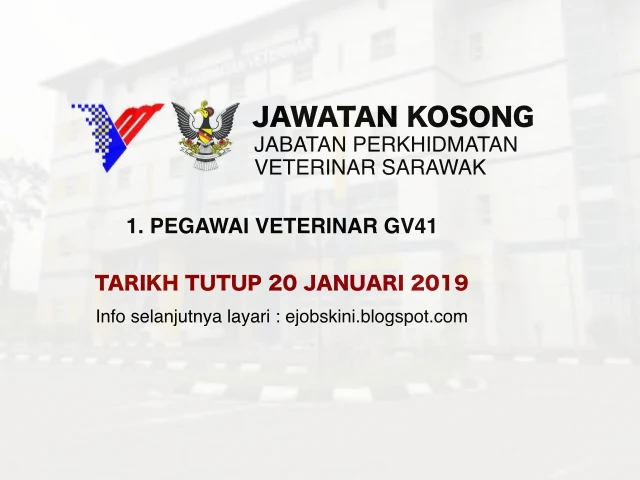 Jawatan Kosong Jabatan Perkhidmatan Veterinar Sarawak Januari 2019