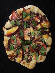 nectarine pizza with basil and balsamic