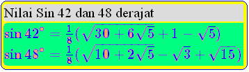 Nilai Sin  Cos 42 dan 48 derajat
