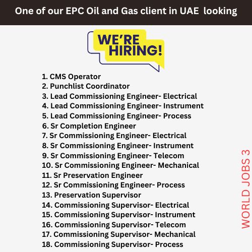 One of our EPC Oil and Gas client in UAE looking